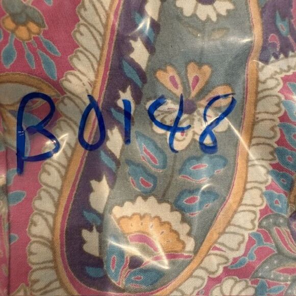 Calypso St. Barth 100% Silk Paisley Print Blouse Pink Purple Light Size Medium - Picture 9 of 9